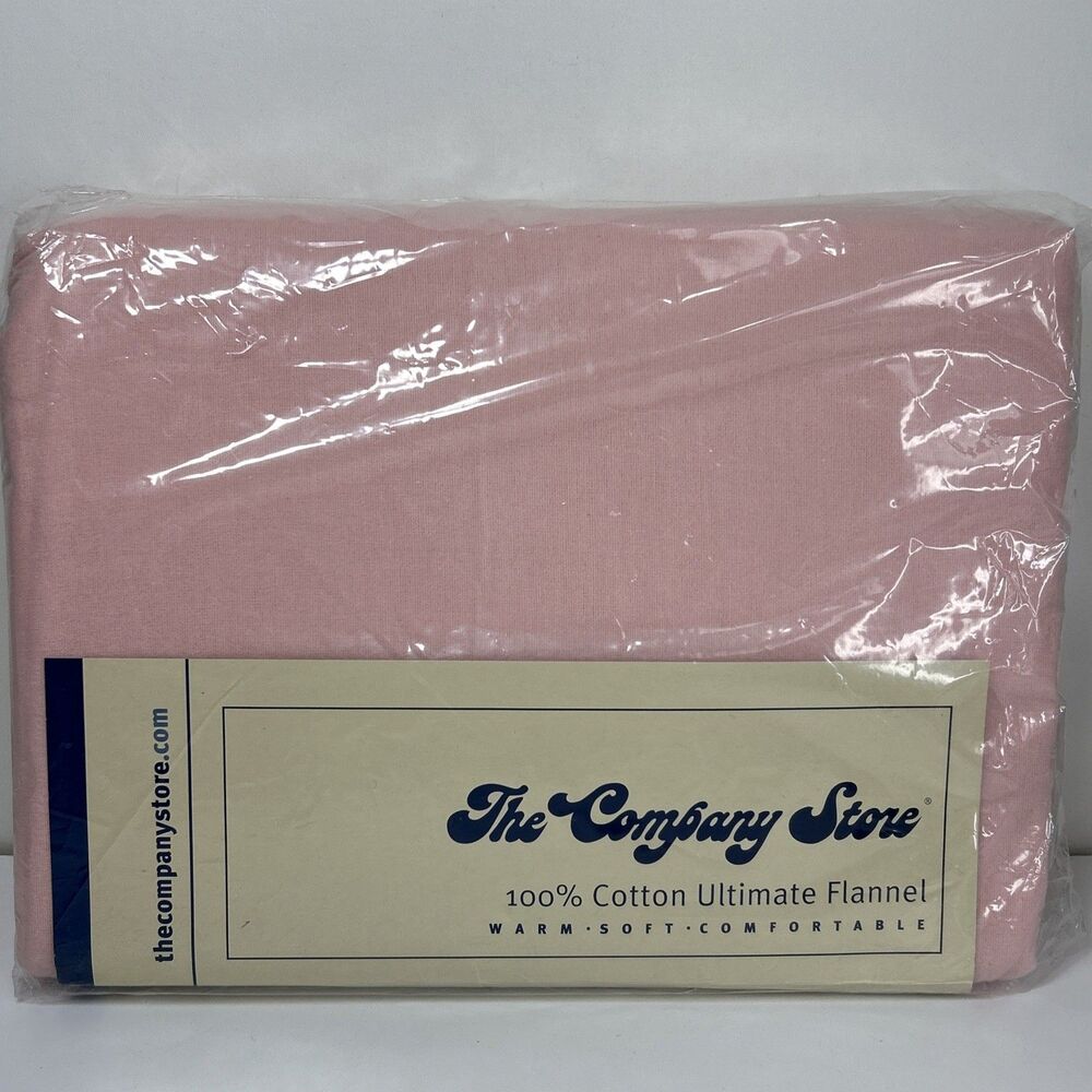 The Company Store Flannel Flat Sheet Twin Full Pink 100% Cotton Made Germany NOS